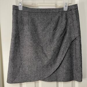 Garnet Hill Wool Blend Gray wrap Work Wear Mini Skirt size 6